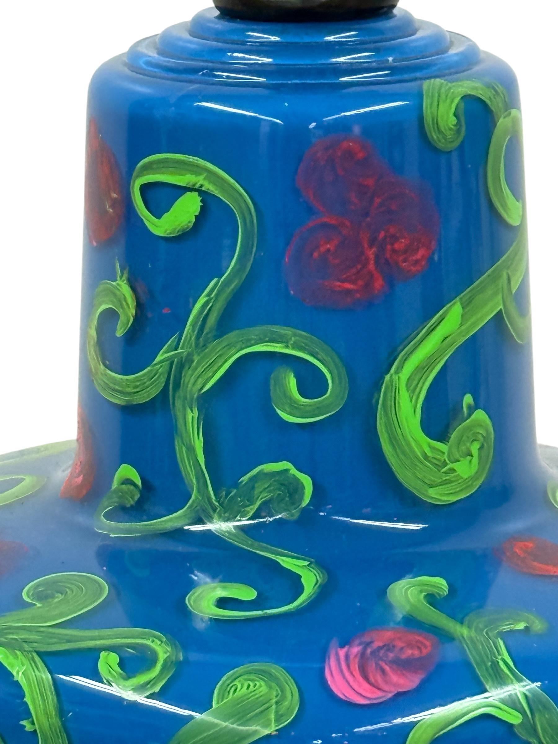 Hand Painted MCM Glass Lamp