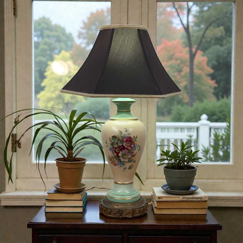 Vintage ceramic Floral Bouquet Lamp, Home Decor Lamp, Table Accent Vintage Lamp