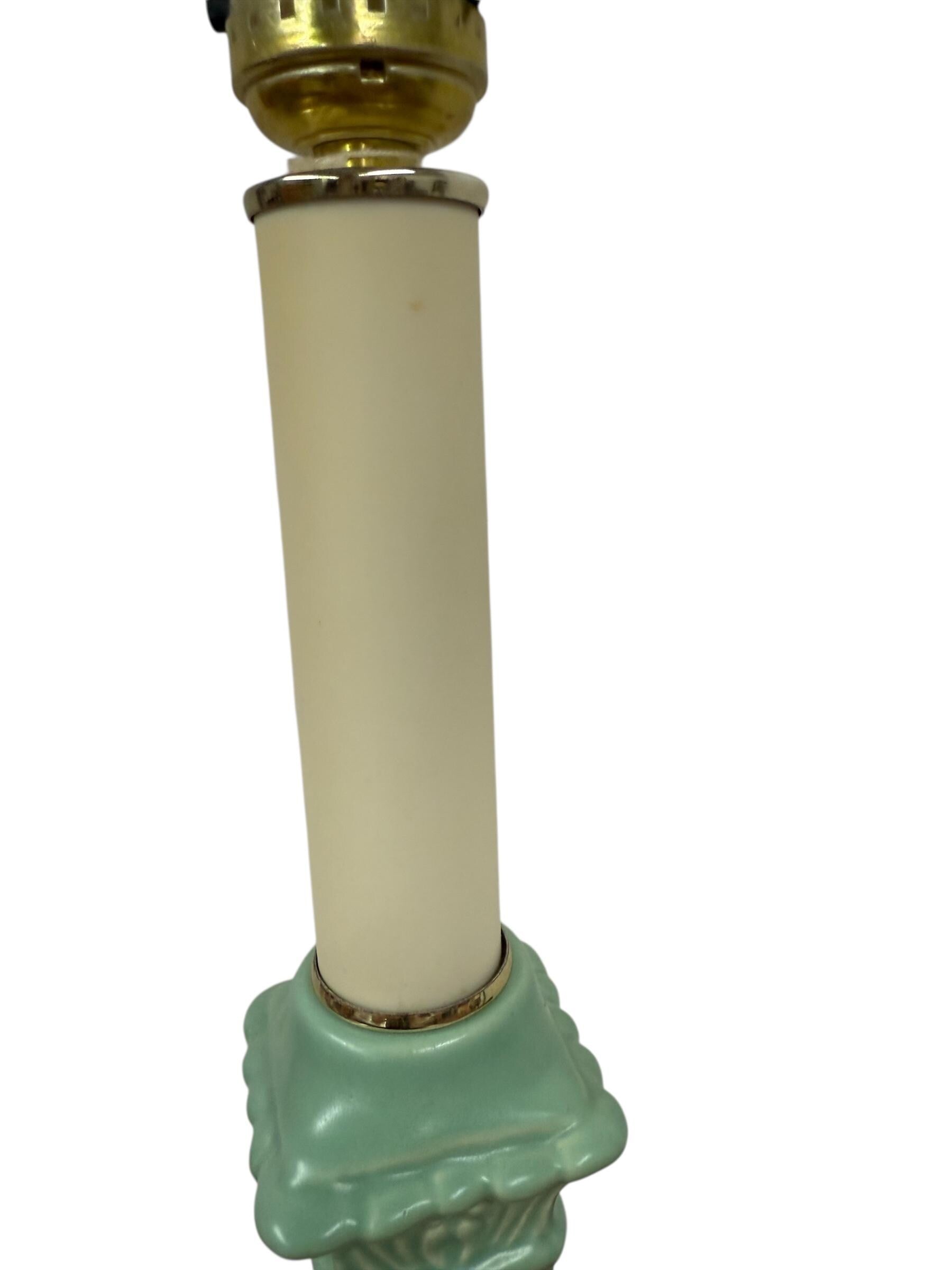 Tall Green Candle Stick Style Lamp, Table Lamp, Traditional Classic Accent Lamp