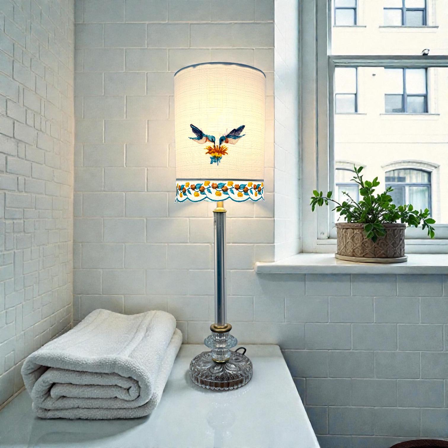 Handmade Custom Built Lamp, Vintage Modern Glass Table Lamp, Artisan Bespoke Custom Lamp