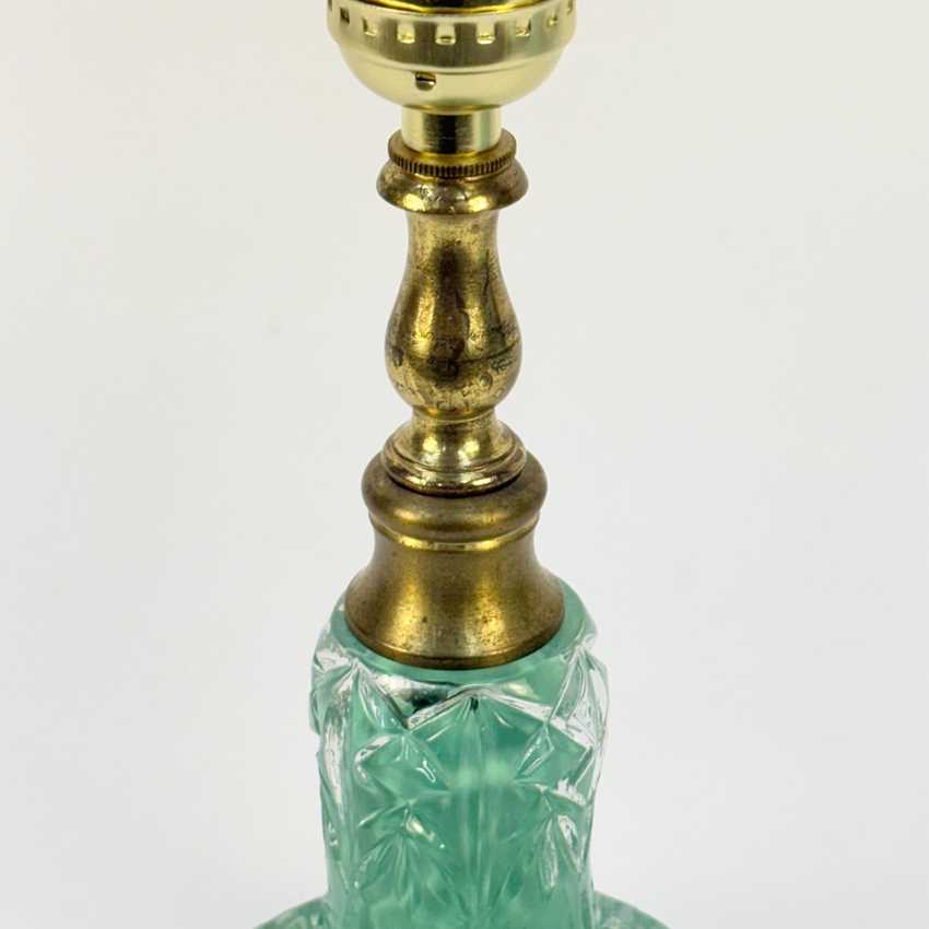 Small Green Painted Glass Lamp