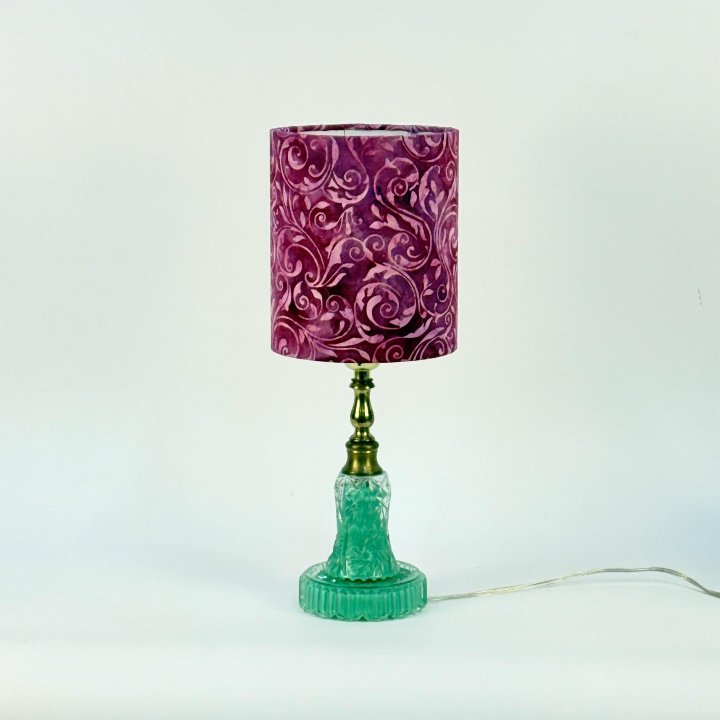 Small Green Painted Glass Lamp