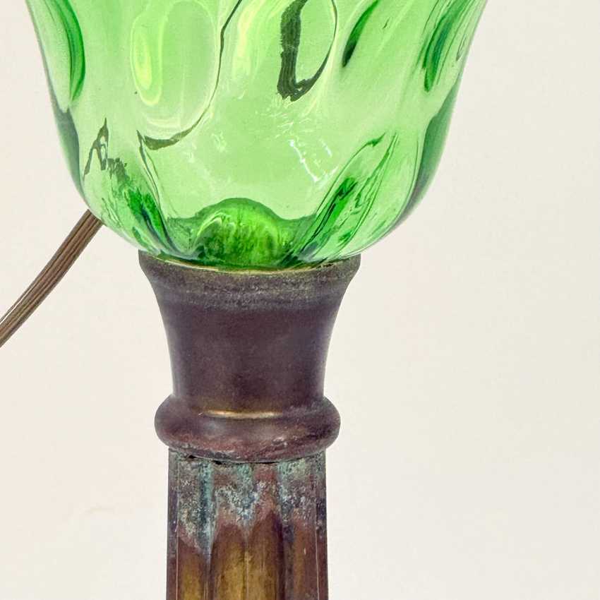 Vintage Green Thumbprint and Brass Lamp