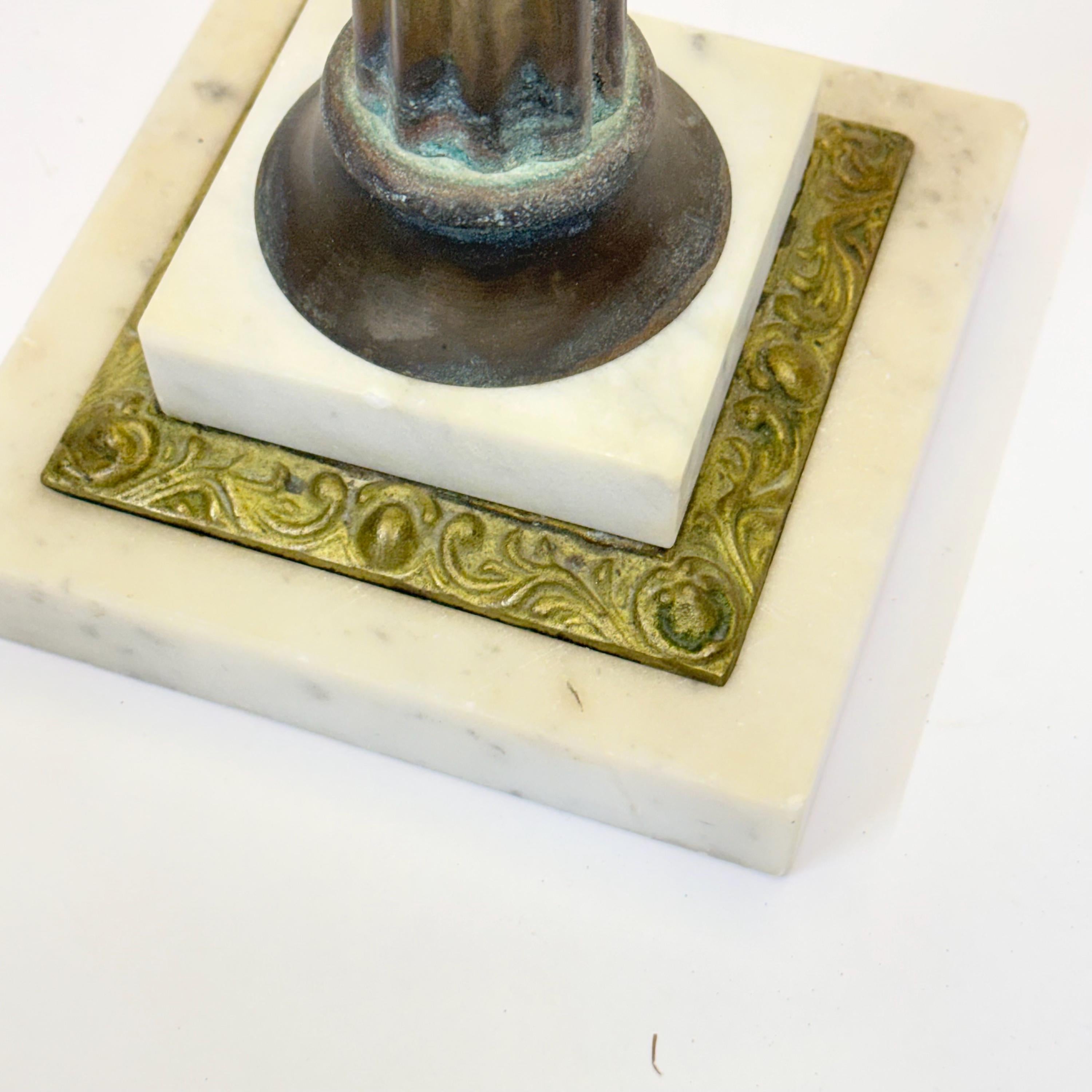 Vintage Green Thumbprint and Brass Lamp