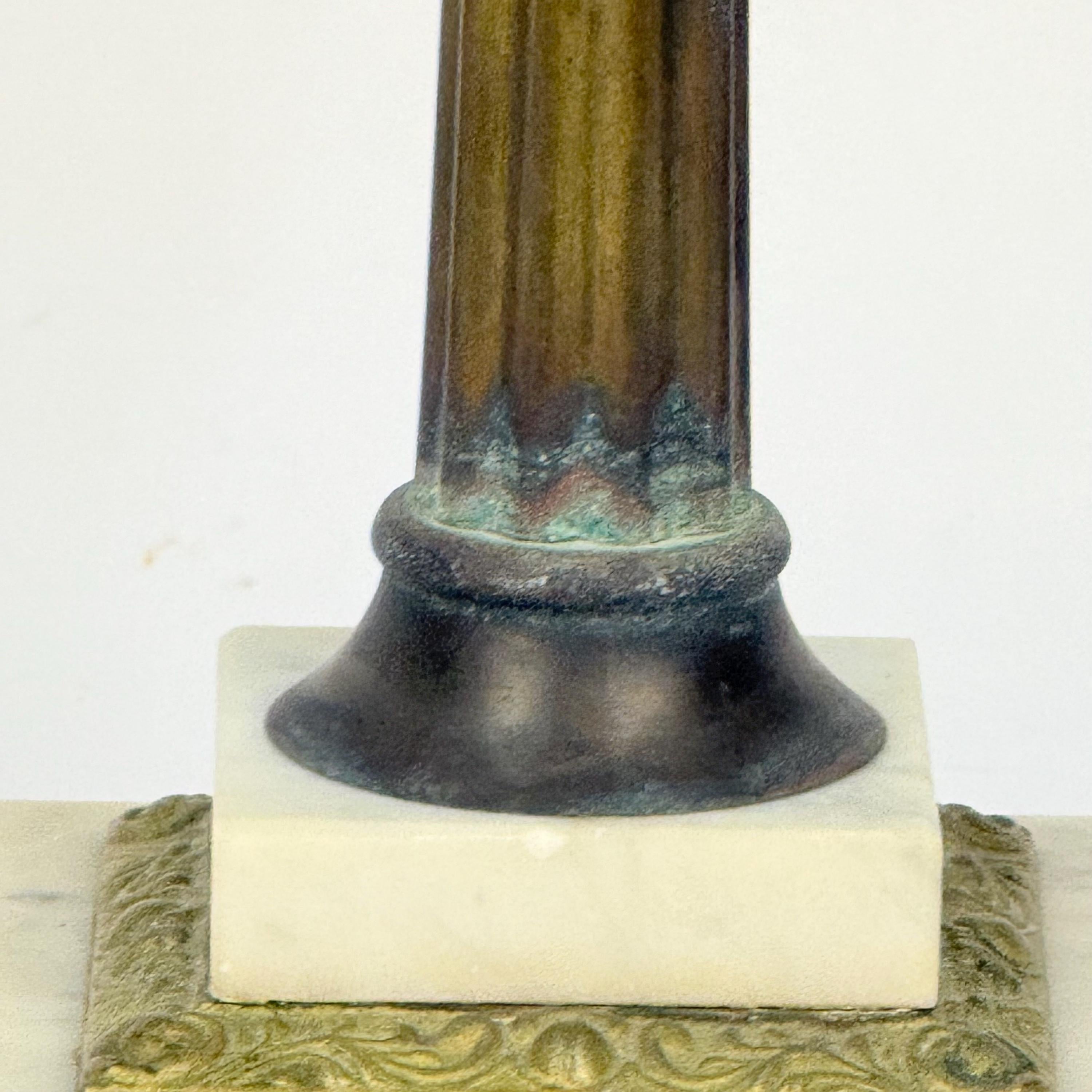 Vintage Green Thumbprint and Brass Lamp