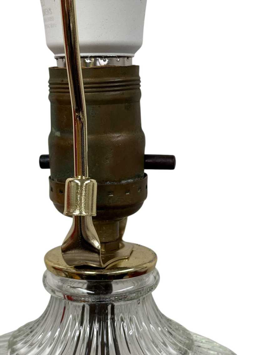 Tall Swirled Ribbed Glass Lamp, Textured Table Lamp, Modern Contemporary Swirled Lamp