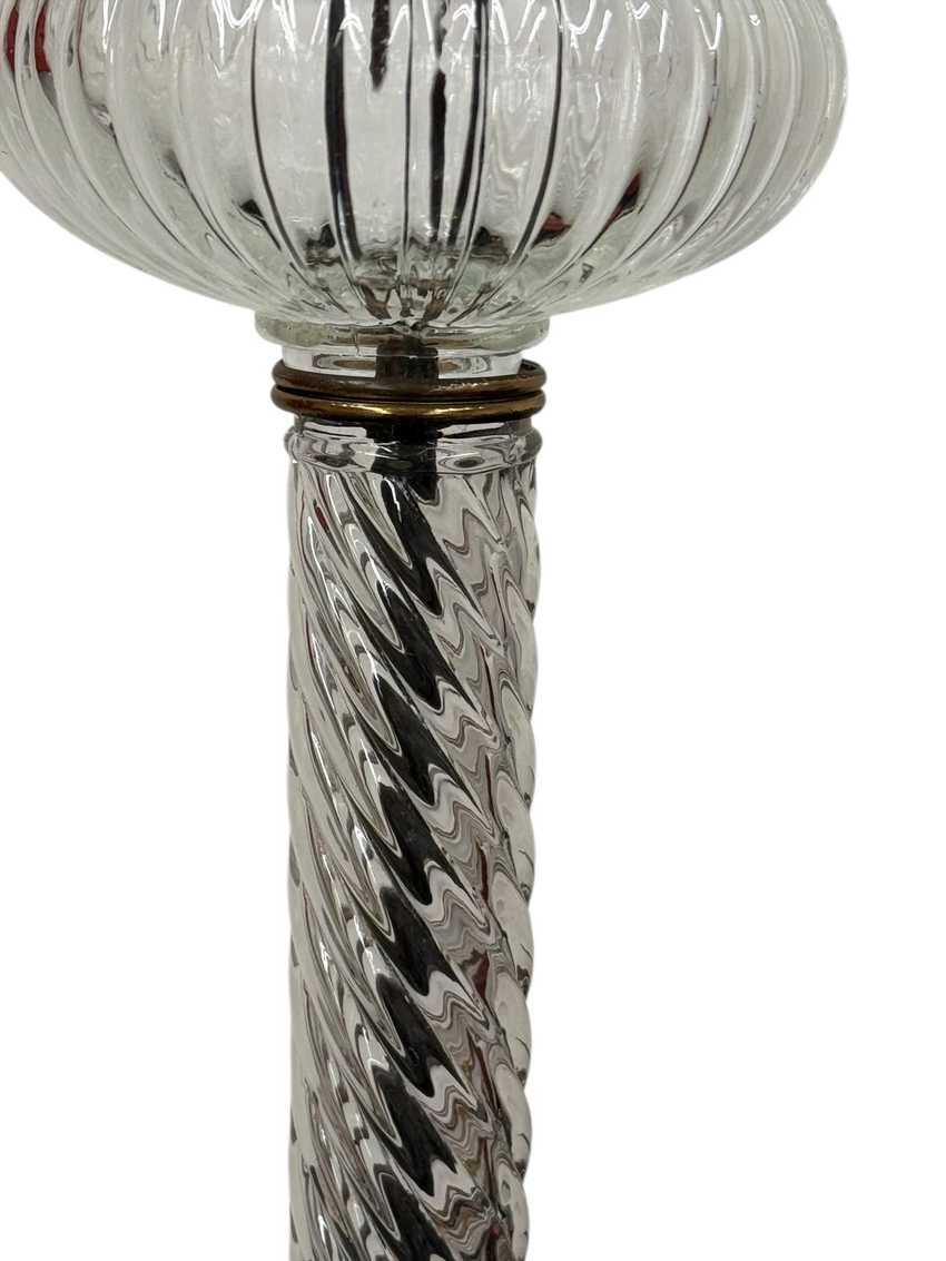 Tall Swirled Ribbed Glass Lamp, Textured Table Lamp, Modern Contemporary Swirled Lamp