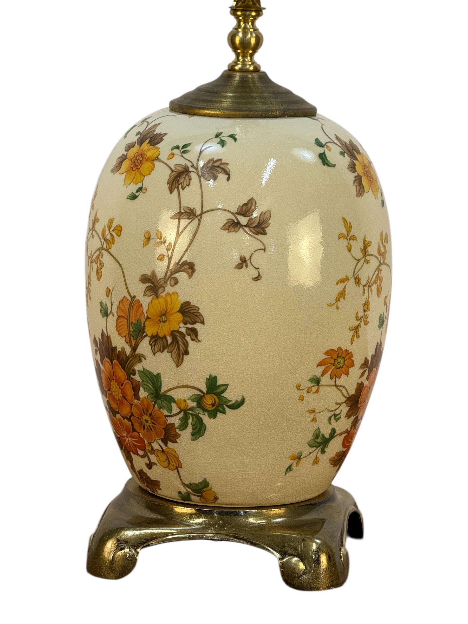 1970's Asian Style Ceramic Lamp in Oranges and Yellows