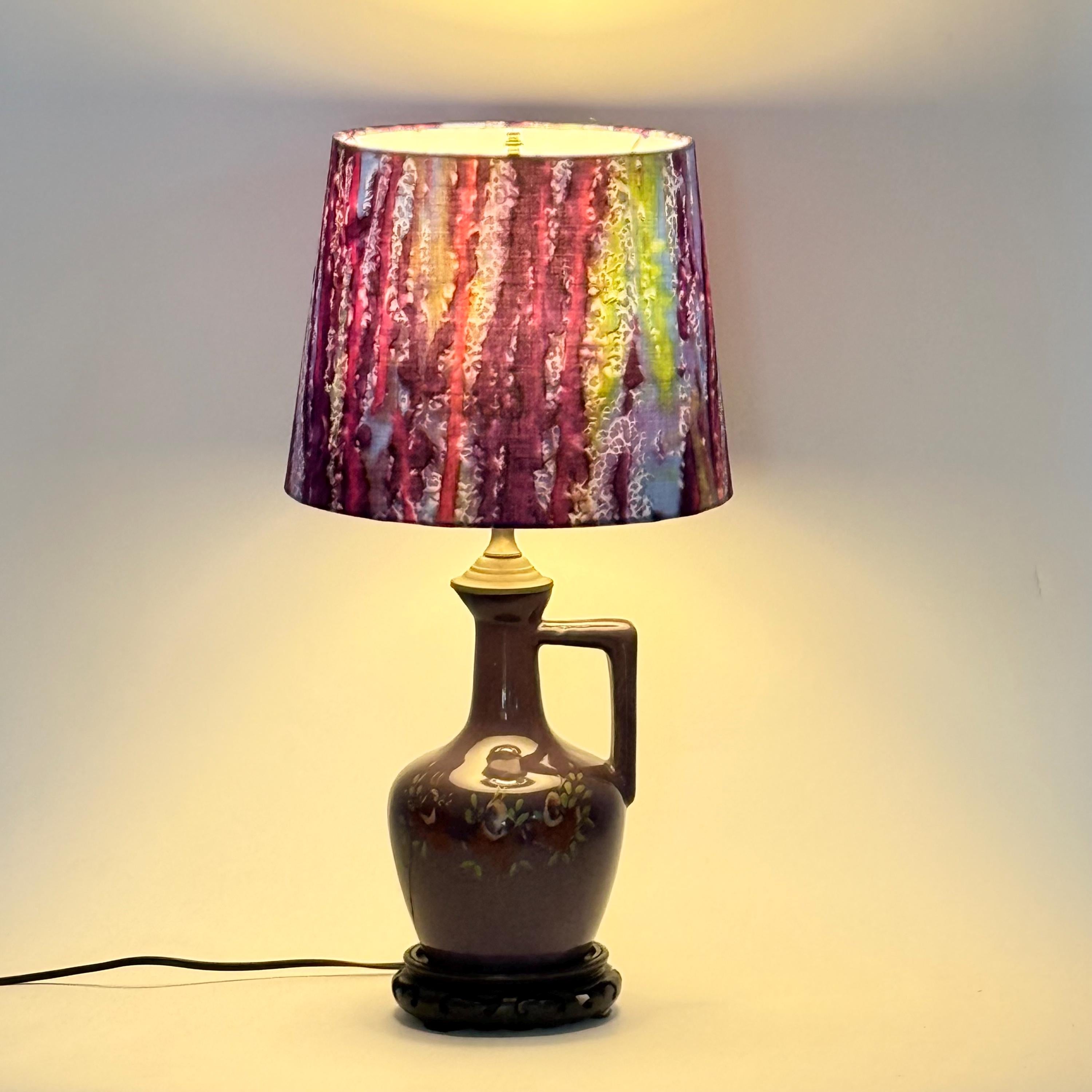 Small Hand Painted Purple Jug Lamp