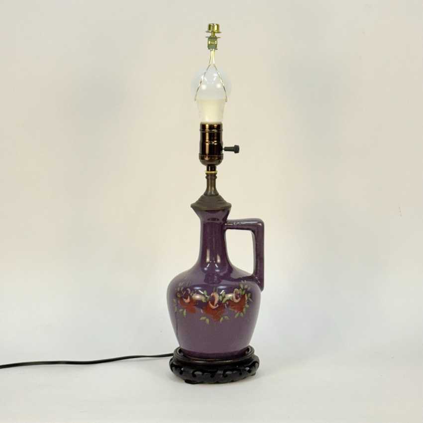 Small Hand Painted Purple Jug Lamp