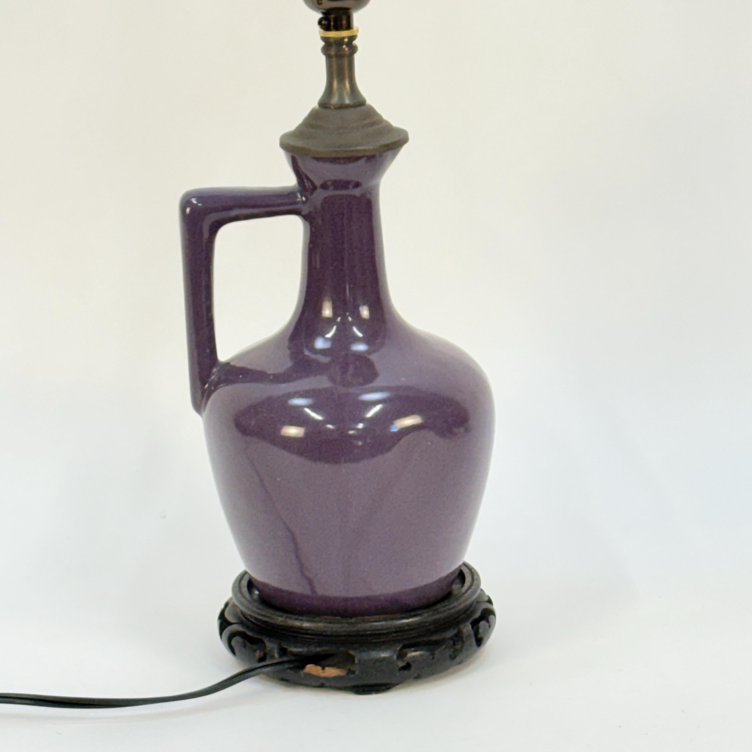 Small Hand Painted Purple Jug Lamp