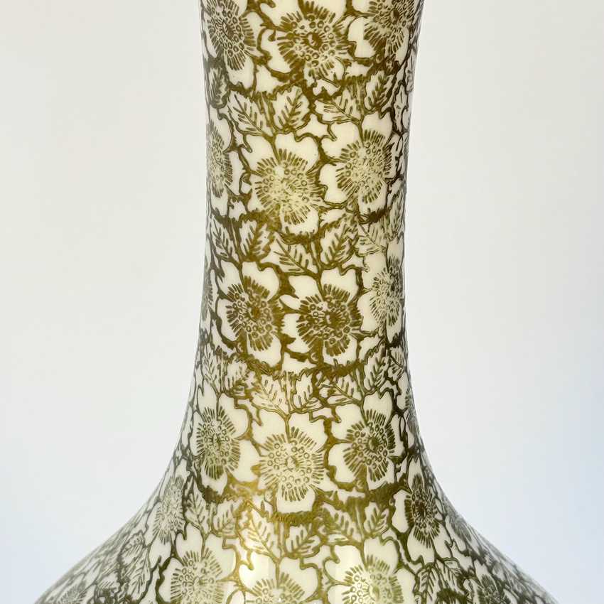 Metallic Gold Floral Pattern Lamp, Hollywood Regency Decorative Lamp, Glam Ornate Hollywood Lamp