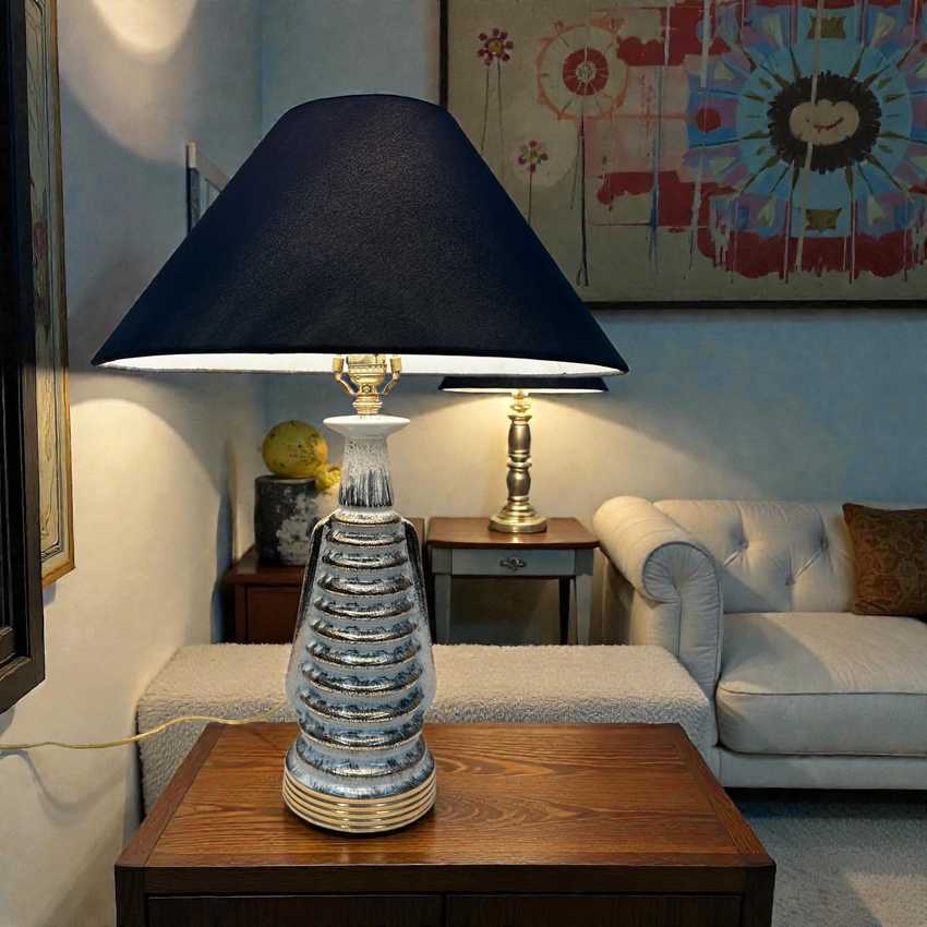 Atomic Mcm Ceramic Lamp, Vintage Retro Table Lamp, Table Accent Mcm Lamp
