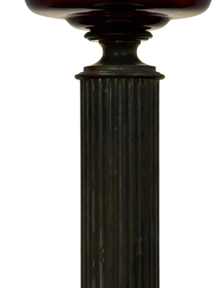 Vintage Cranberry Glass Lamp with Marble Base