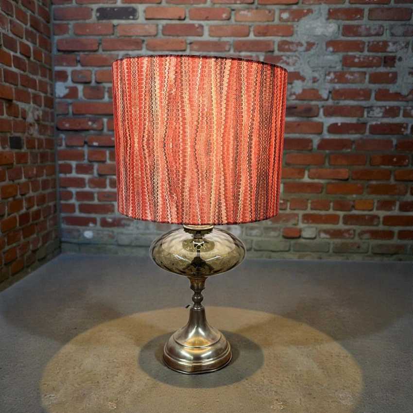 Smokey Grey Glass and Brass Lamp