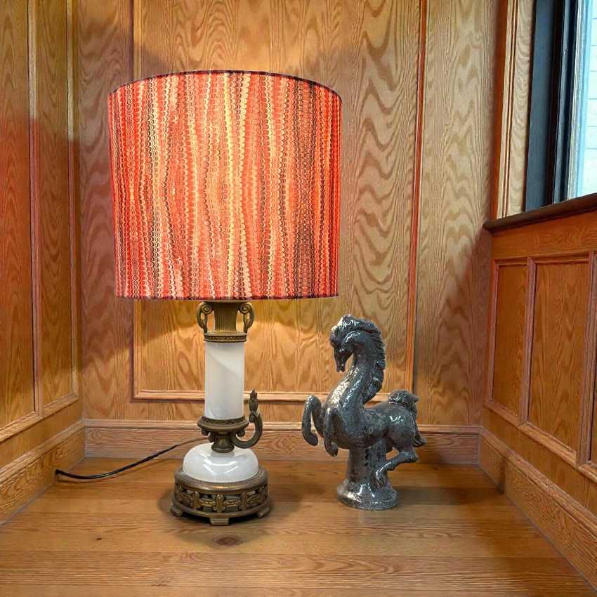 Vintage White Slag Glass Lamp