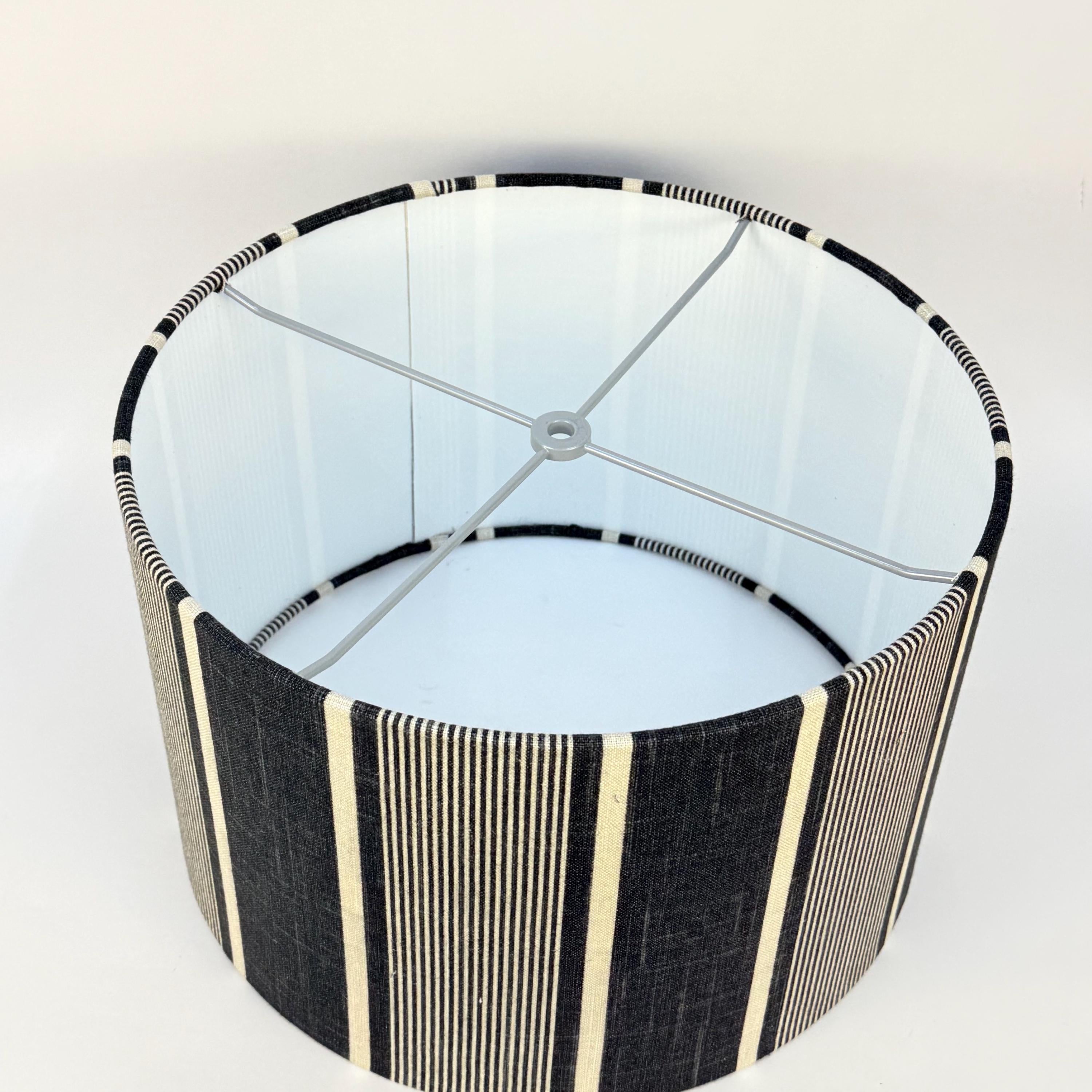 Black and Beige Striped 14 inch Drum Shade