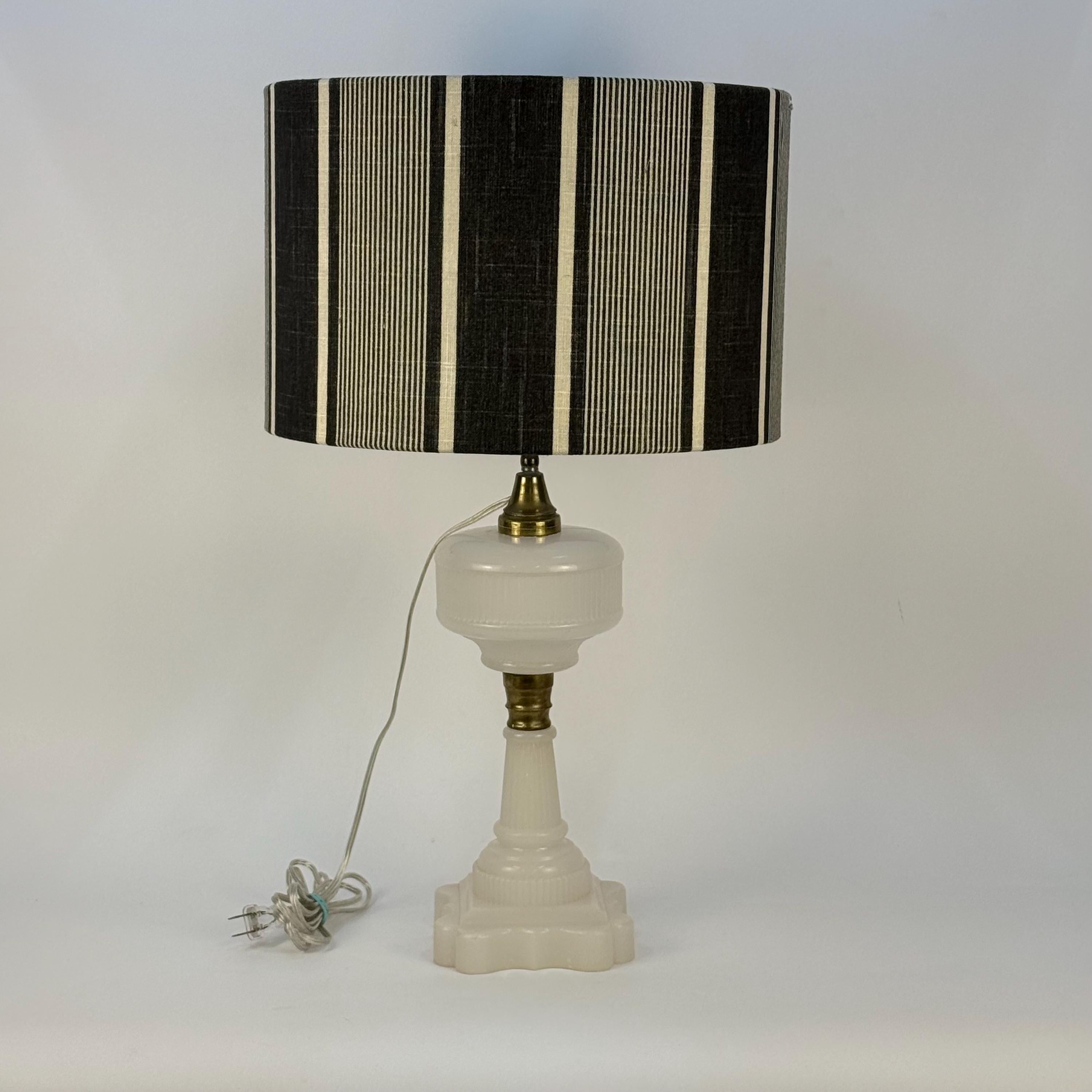Black and Beige Striped 14 inch Drum Shade