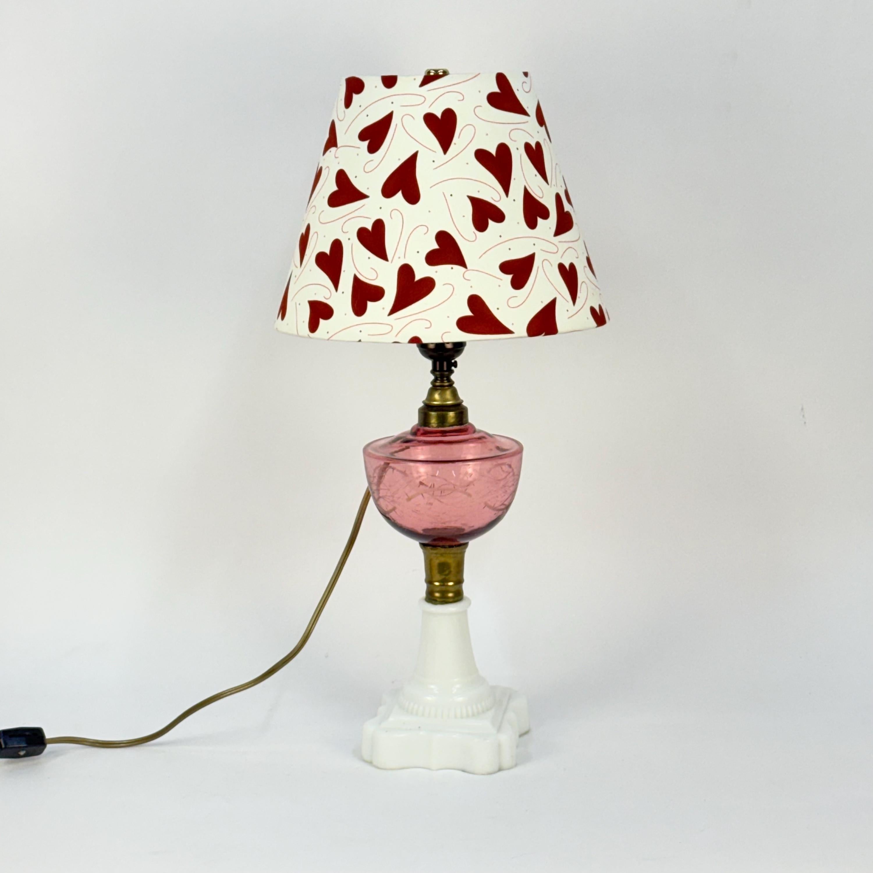 9 inch Cone Lamp Shade Covered in Red Hearts
