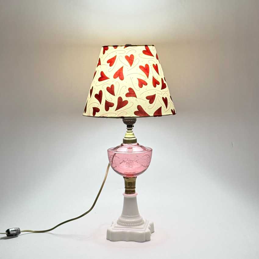 9 inch Cone Lamp Shade Covered in Red Hearts