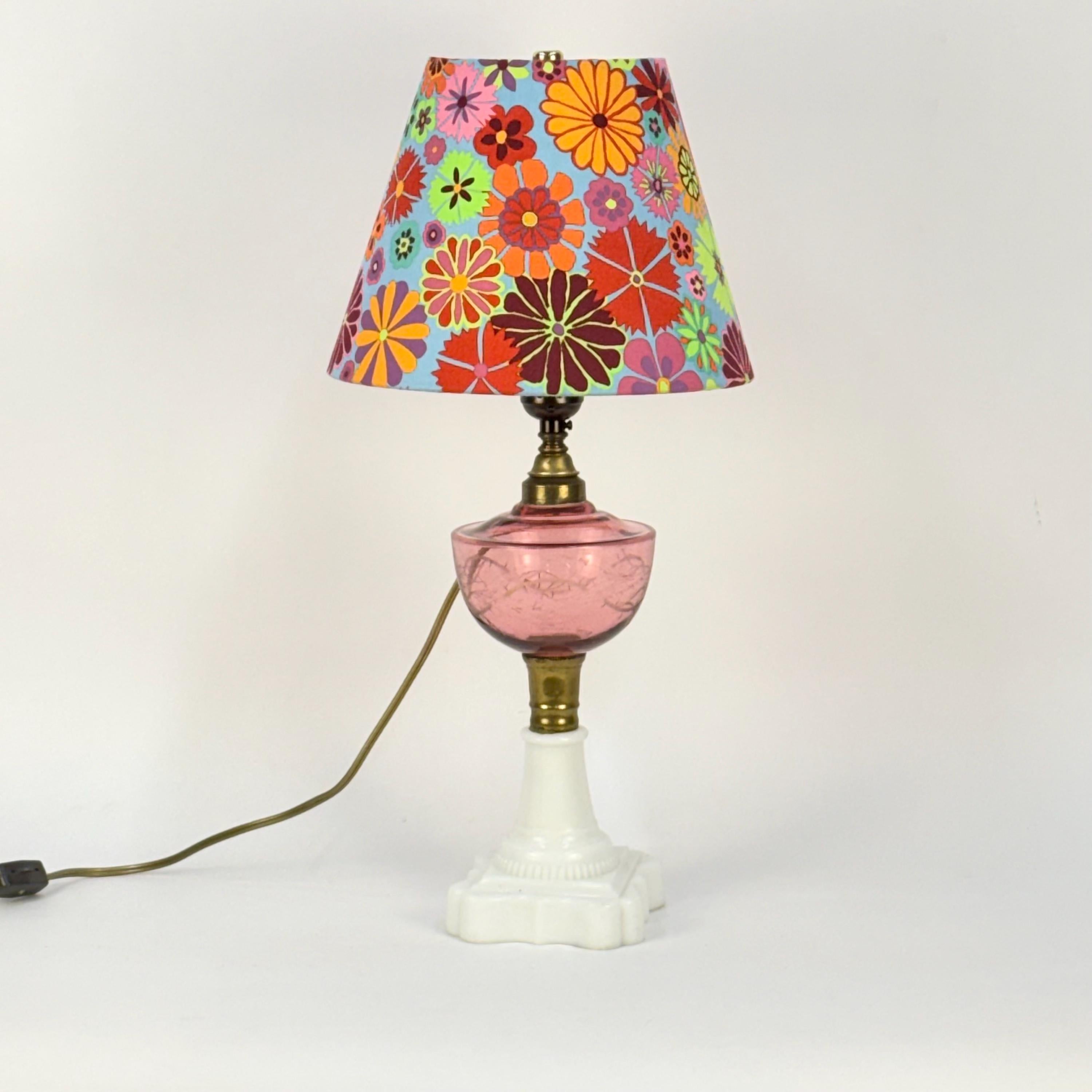 9 inch Cone Lamp Shade with Folk Flower Fabric