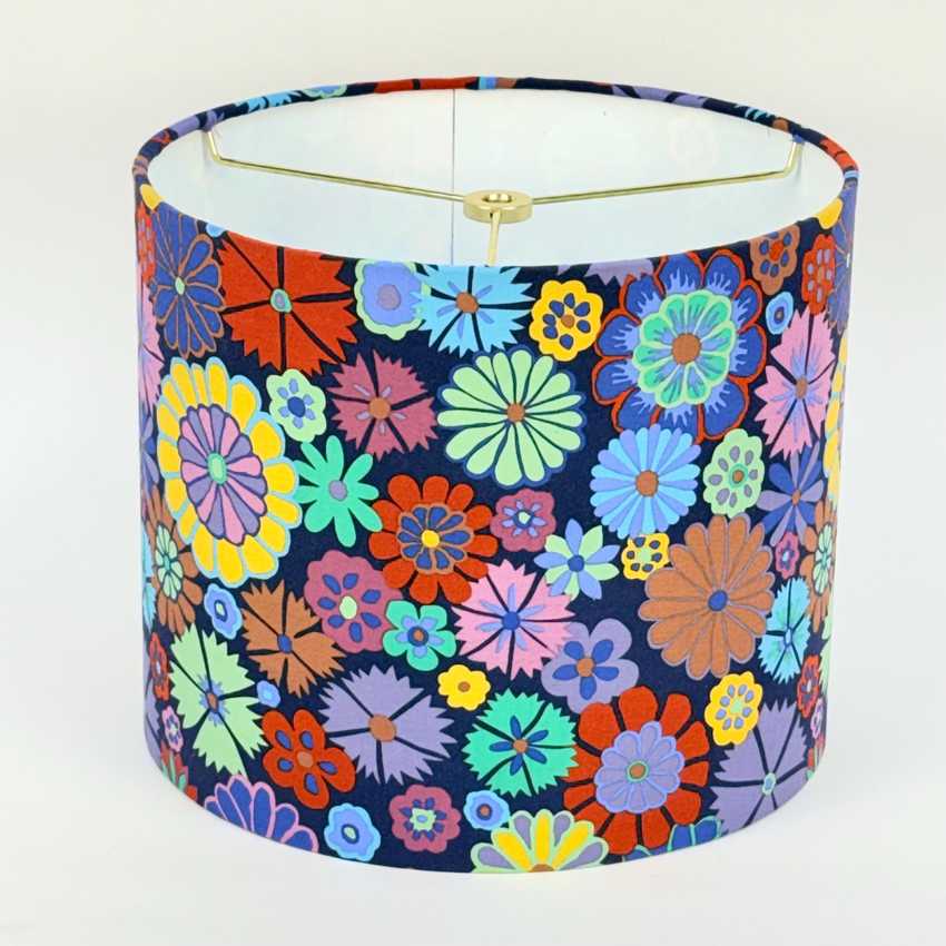 Kaffe Fassett Folk Flowers Drum Lamp Shade - Available in 6, 8, and 10 inch Sizes