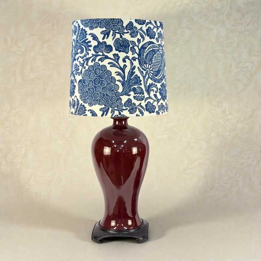 Extra Large Empire Lampshade, Blue and White Botanical