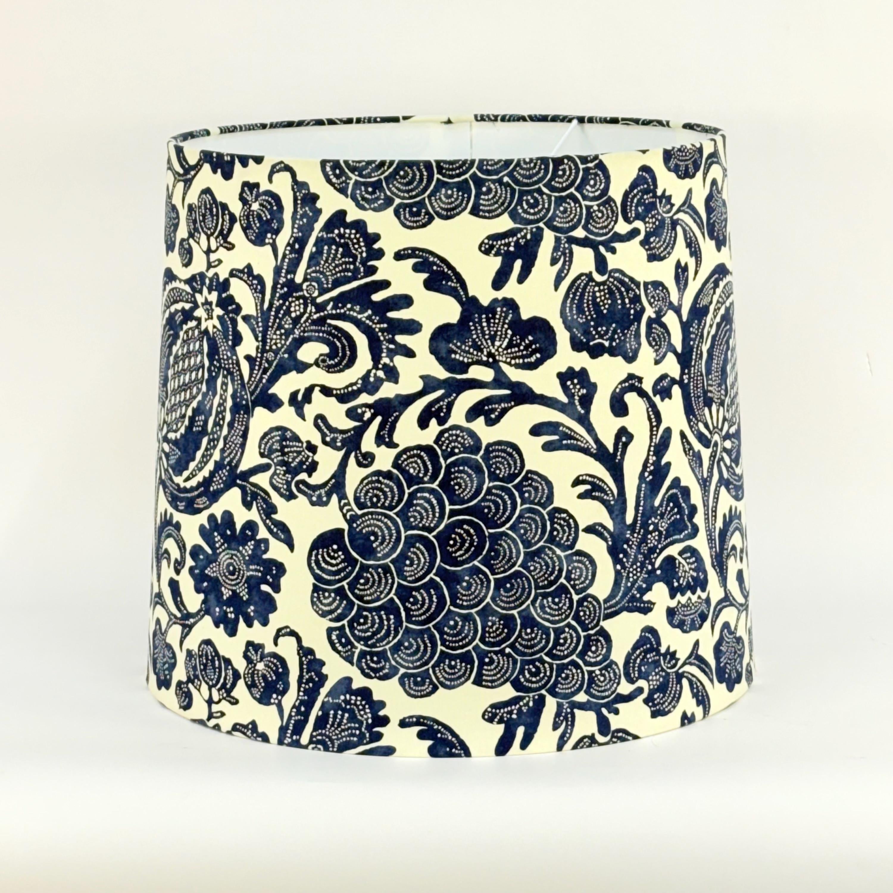 Extra Large Empire Lampshade, Blue and White Botanical