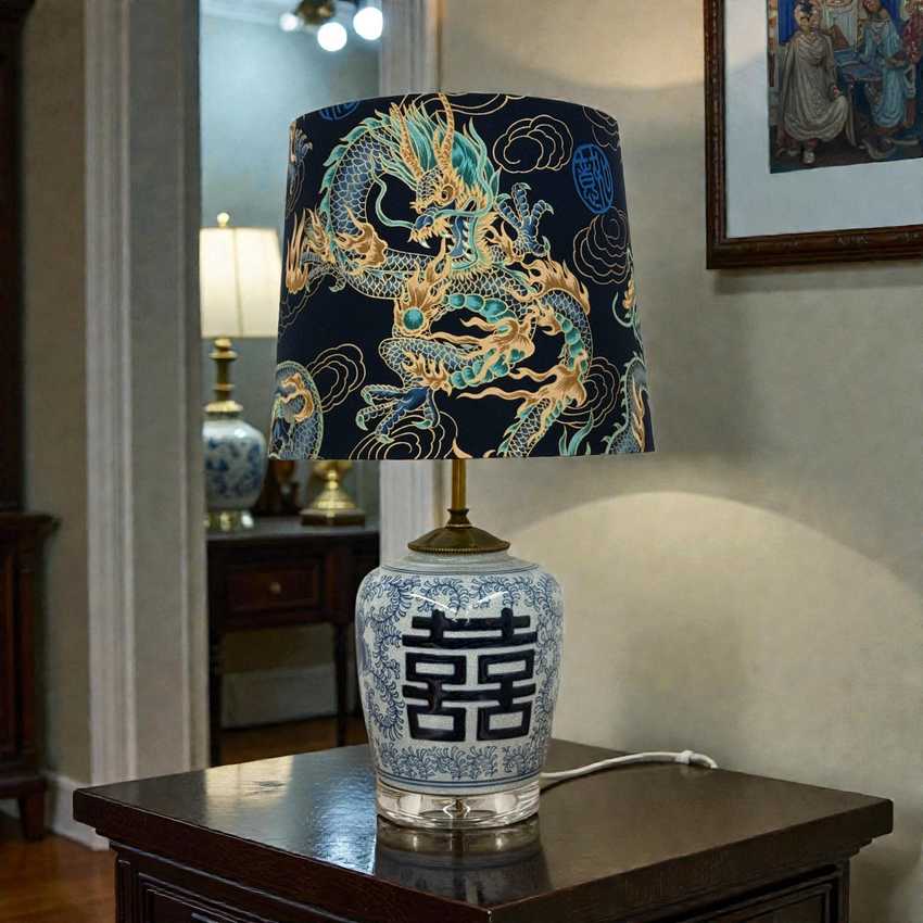 Vintage Double Happiness Ginger Jar Lamp | Chinoiserie Table Lamp | Collectible Asian Ginger Jar