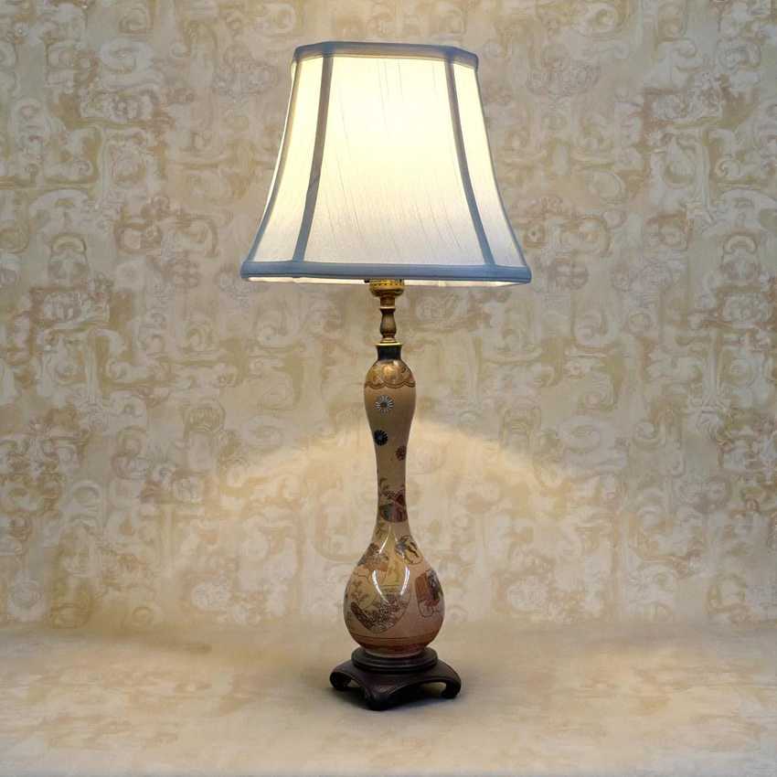 Small Ceramic Japanese Gourd Lamp, Mini Table Lamp, Asian Gourd Lamp