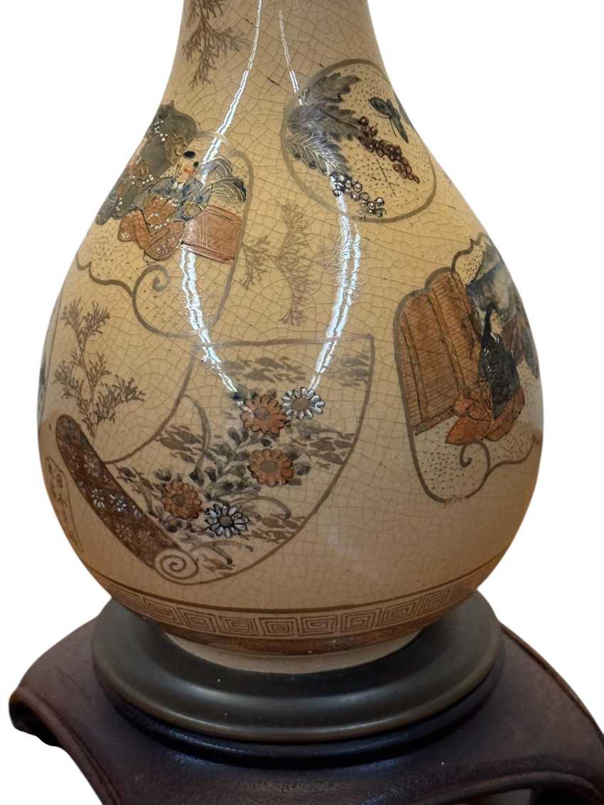 Small Ceramic Japanese Gourd Lamp, Mini Table Lamp, Asian Gourd Lamp