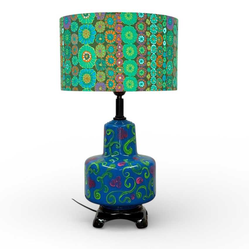 Hand Painted MCM Glass Lamp