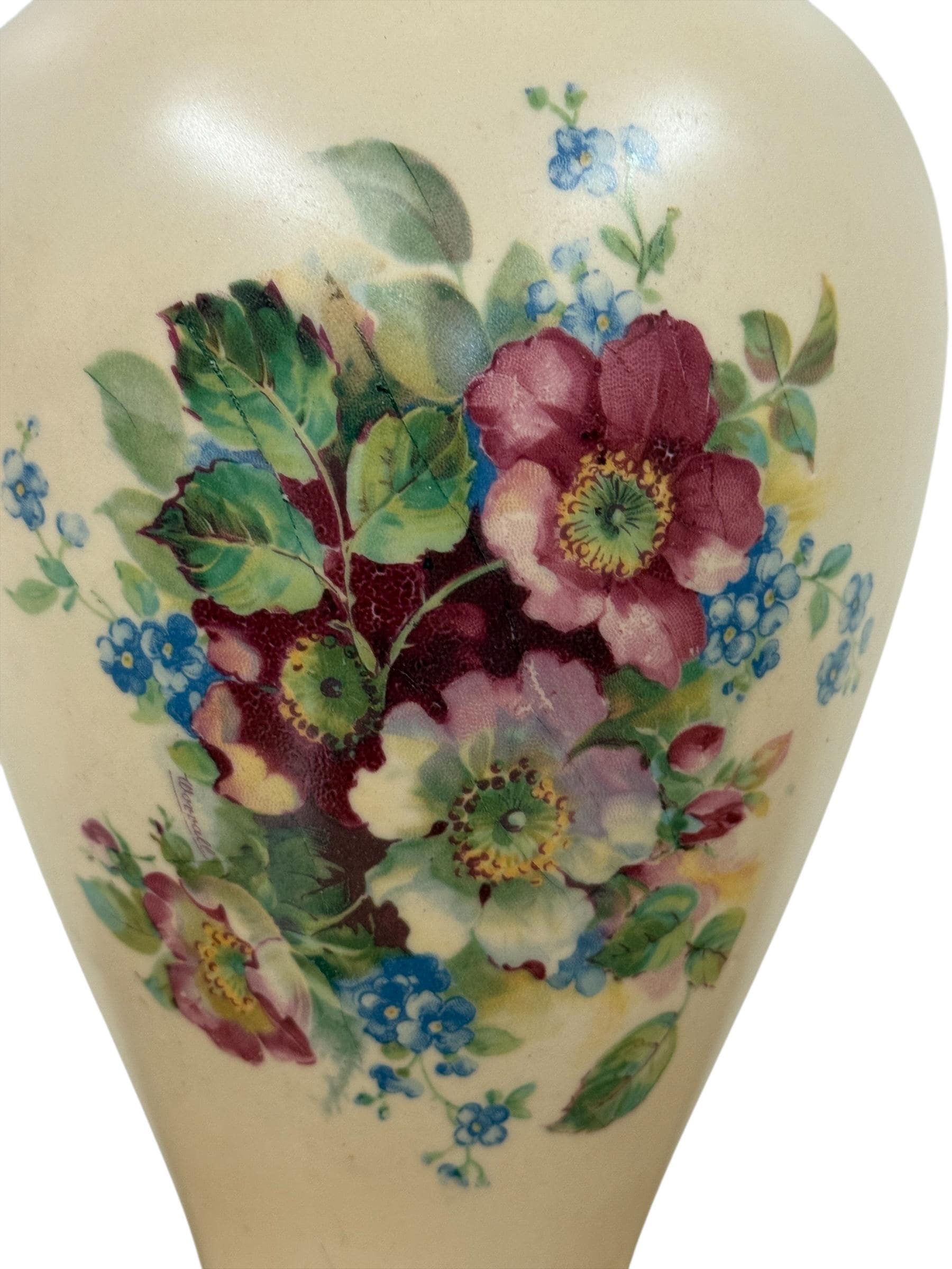 Vintage ceramic Floral Bouquet Lamp, Home Decor Lamp, Table Accent Vintage Lamp