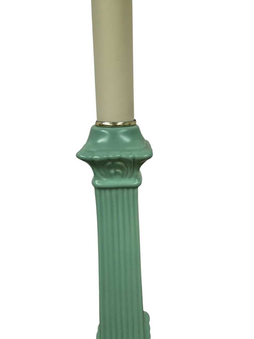 Tall Green Candle Stick Style Lamp, Table Lamp, Traditional Classic Accent Lamp