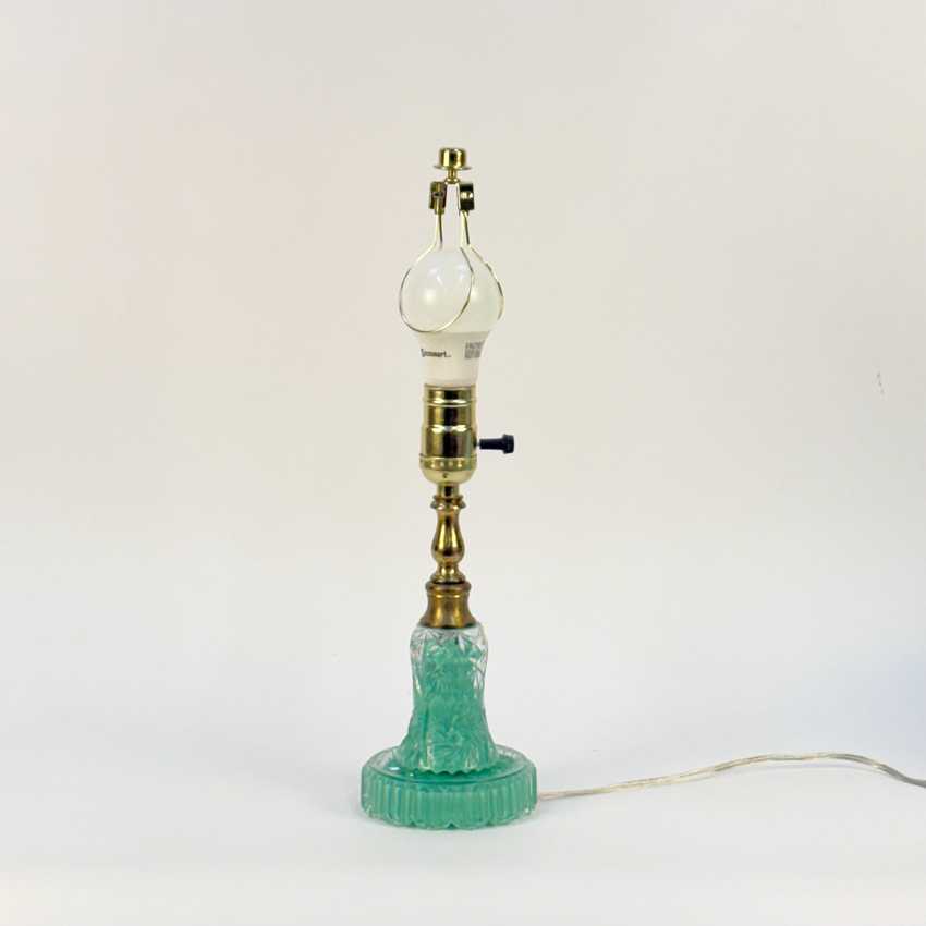 Small Green Painted Glass Lamp