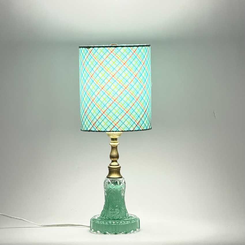 Small Green Painted Glass Lamp