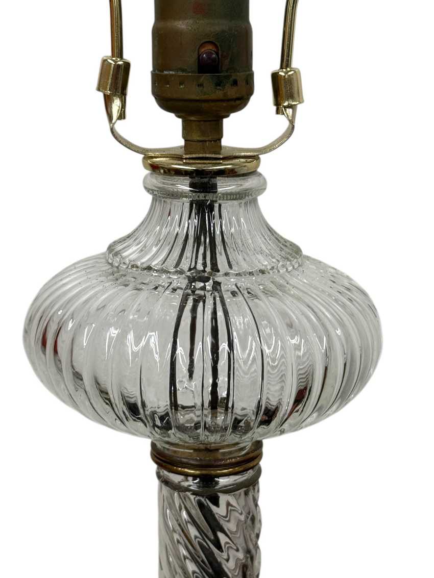 Tall Swirled Ribbed Glass Lamp, Textured Table Lamp, Modern Contemporary Swirled Lamp