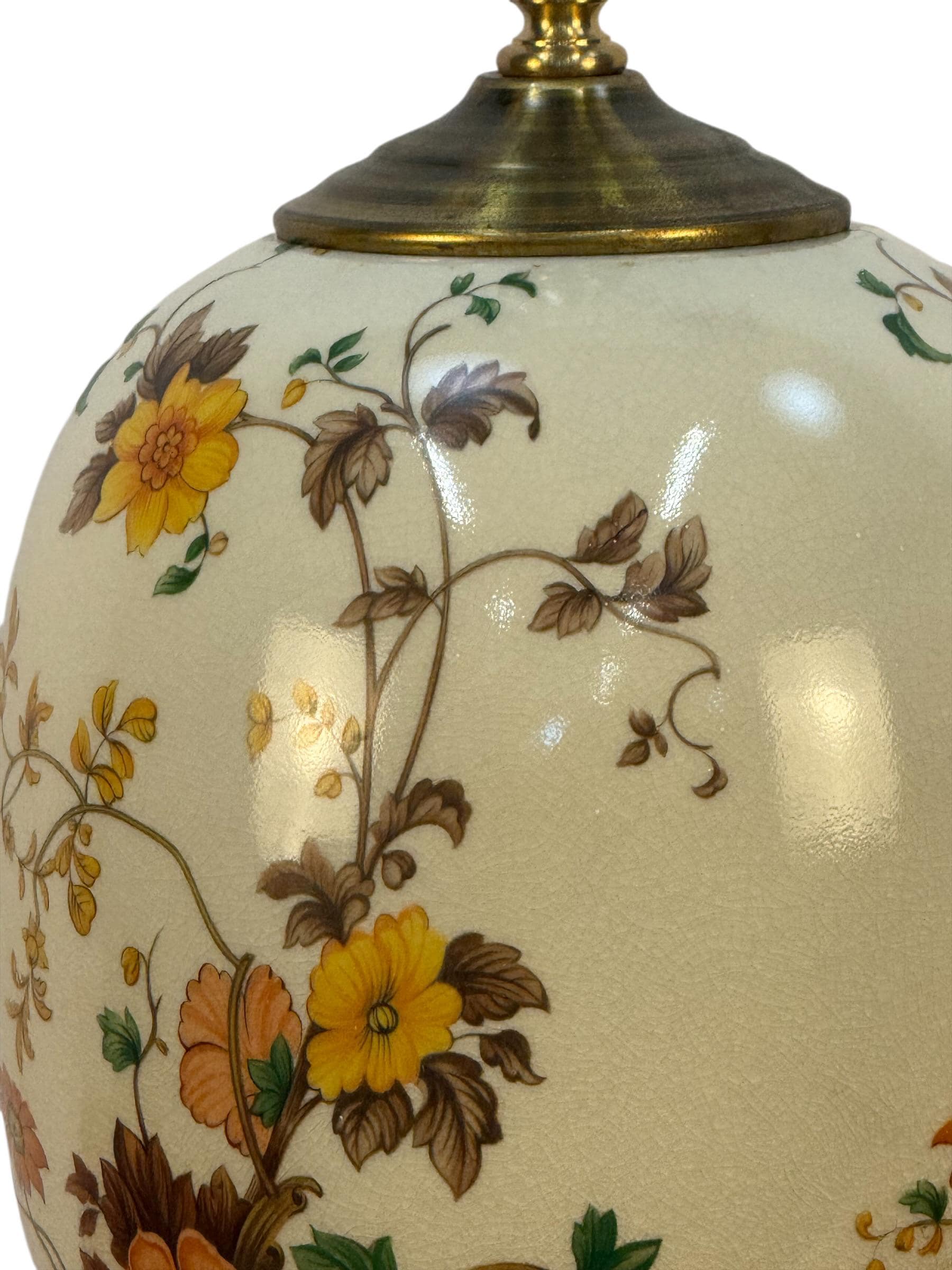 1970's Asian Style Ceramic Lamp in Oranges and Yellows