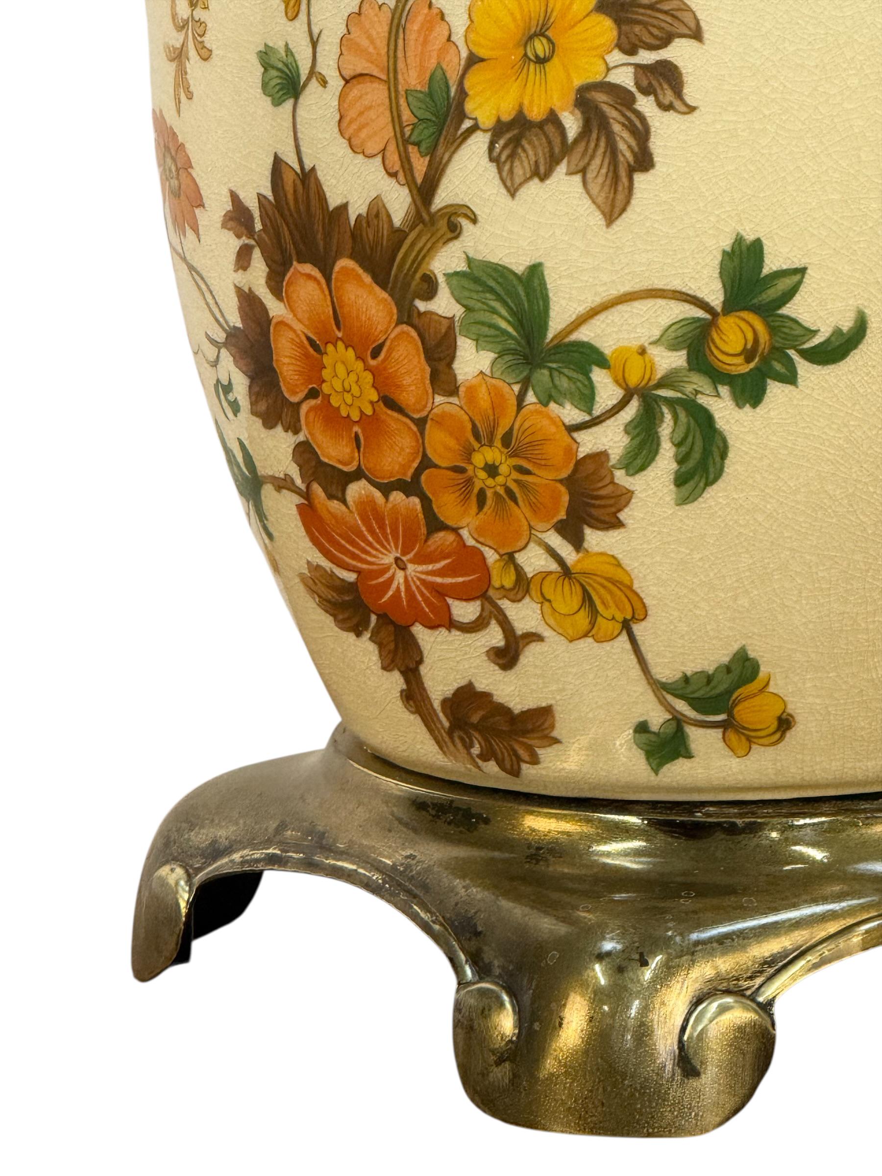 1970's Asian Style Ceramic Lamp in Oranges and Yellows