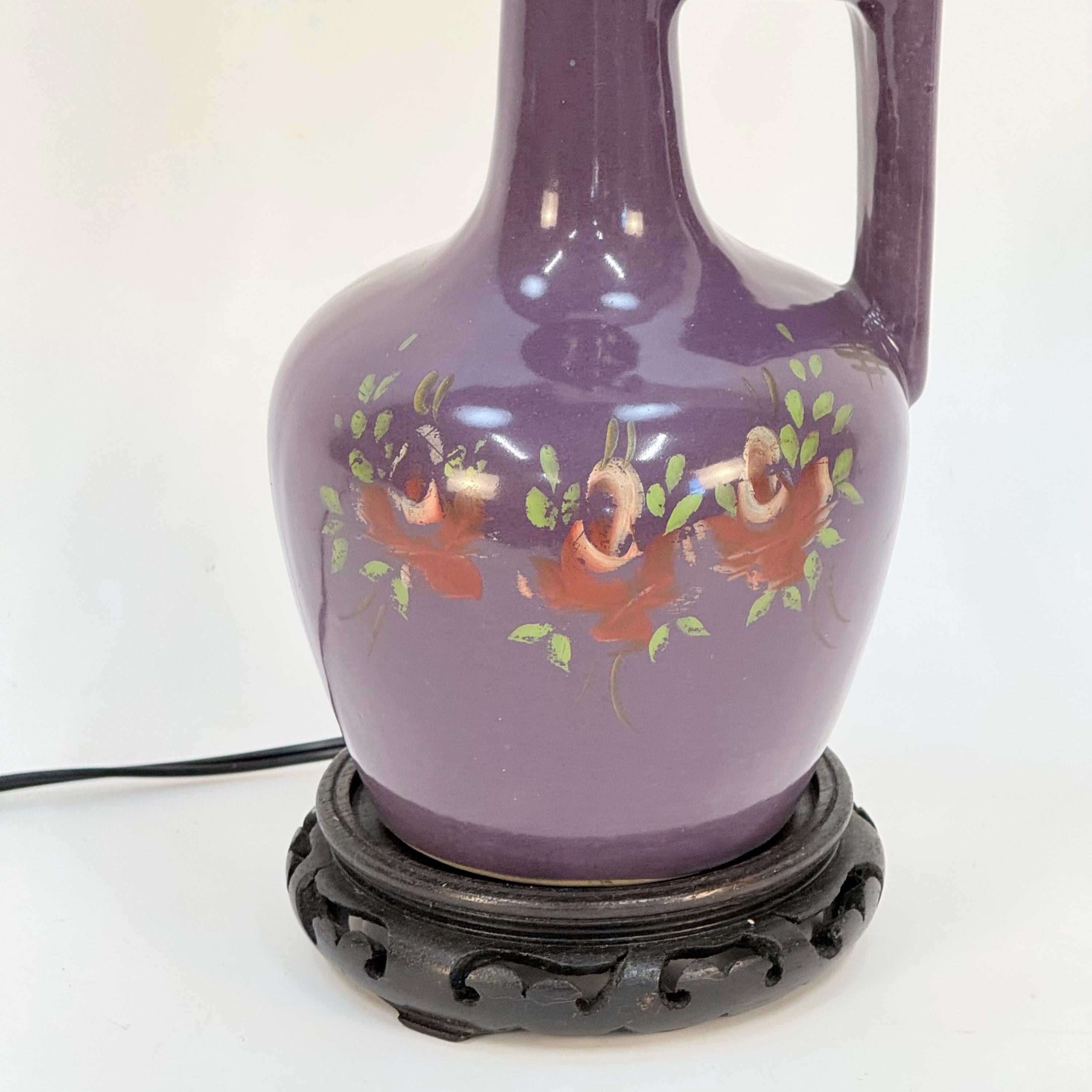 Small Hand Painted Purple Jug Lamp
