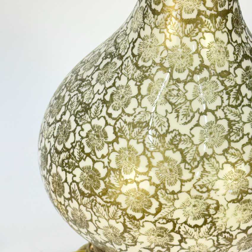 Metallic Gold Floral Pattern Lamp, Hollywood Regency Decorative Lamp, Glam Ornate Hollywood Lamp