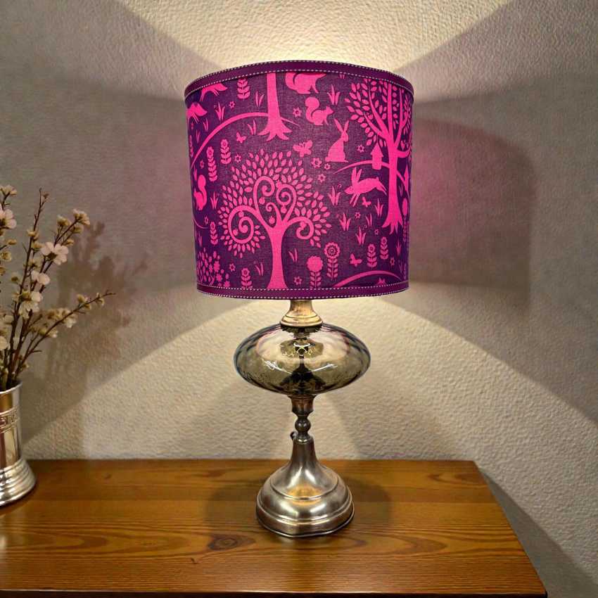 Smokey Grey Glass and Brass Lamp