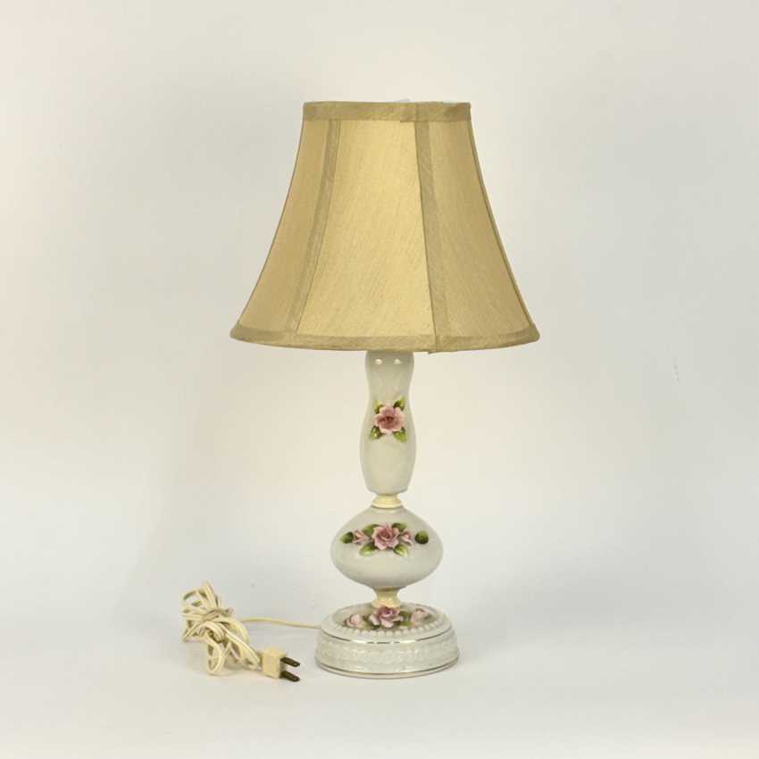Ceramic Handmade Accent Rose Lamp | Japanese Vintage Table Lamp | Floral Ceramic Lamp