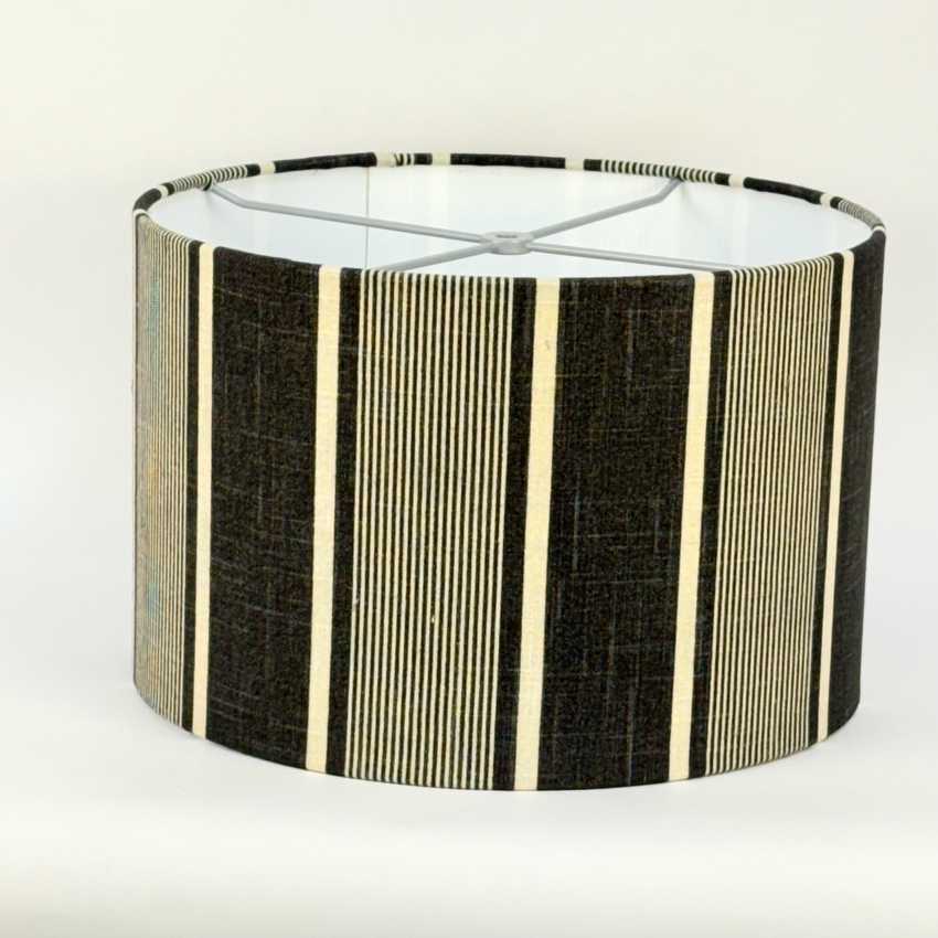 Black and Beige Striped 14 inch Drum Shade