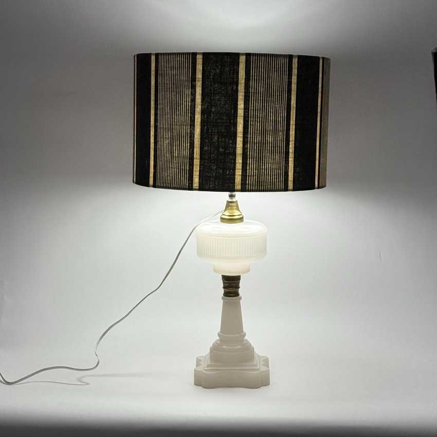 Black and Beige Striped 14 inch Drum Shade