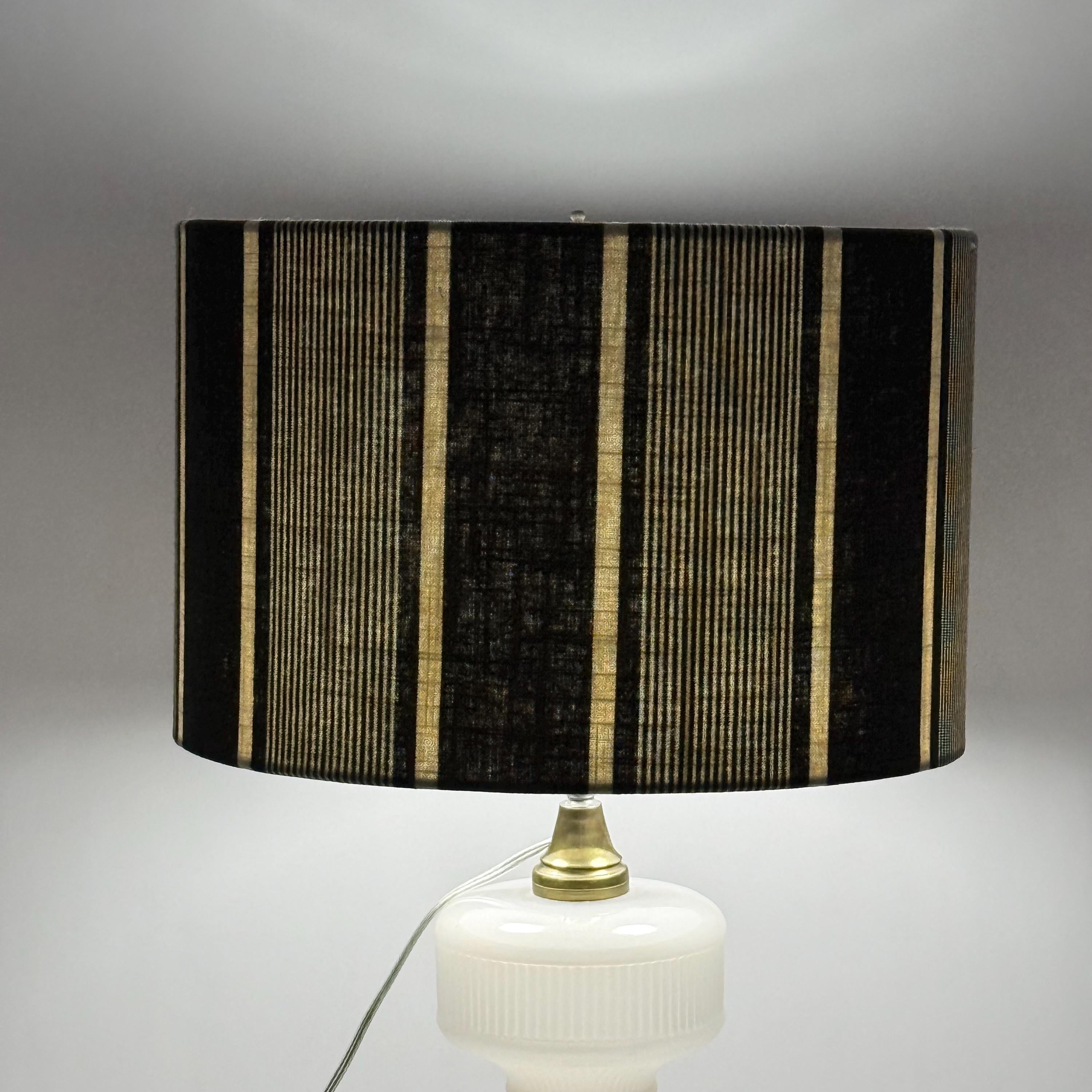 Black and Beige Striped 14 inch Drum Shade