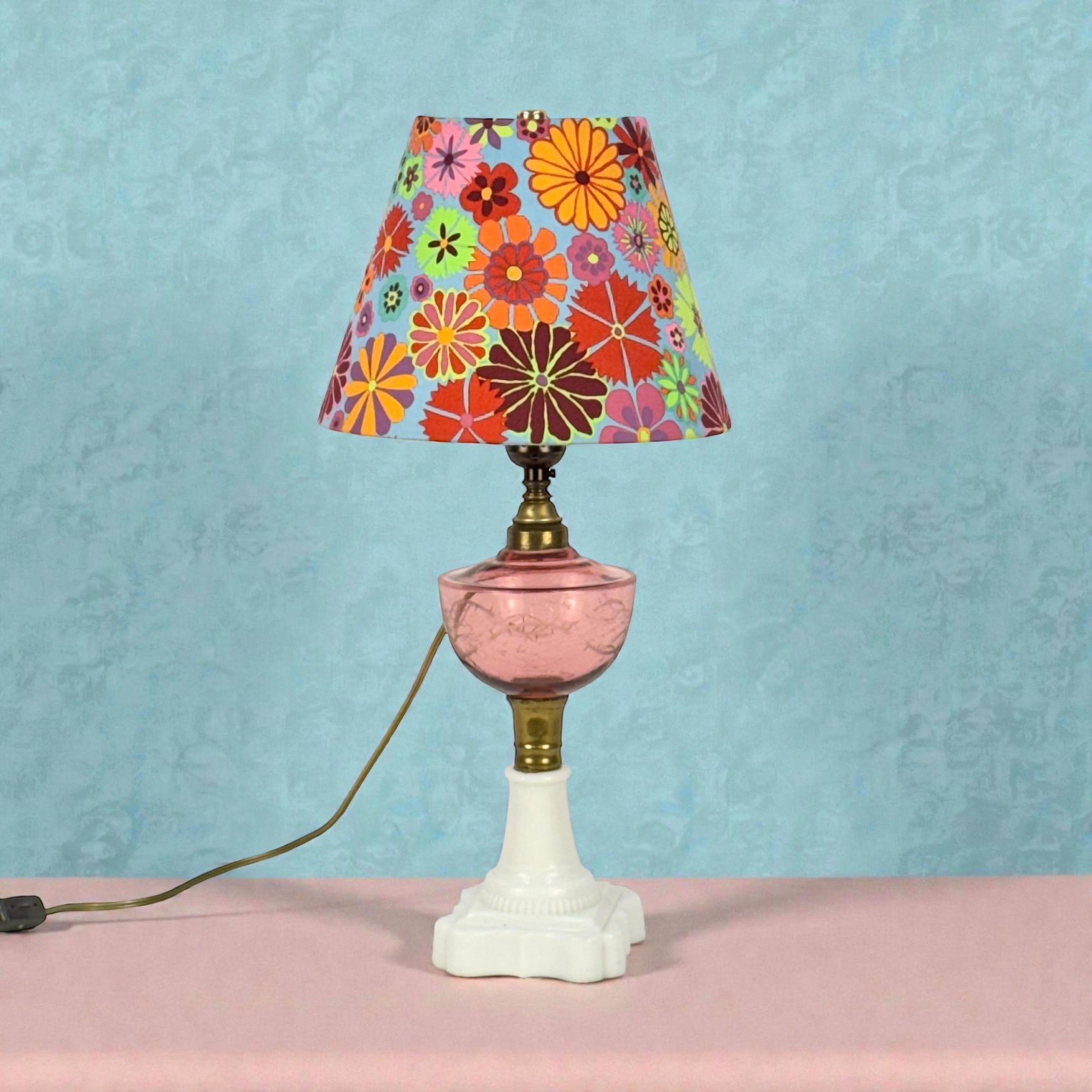 9 inch Cone Lamp Shade with Folk Flower Fabric