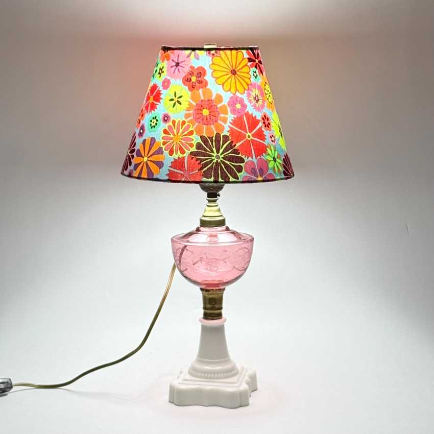 9 inch Cone Lamp Shade with Folk Flower Fabric