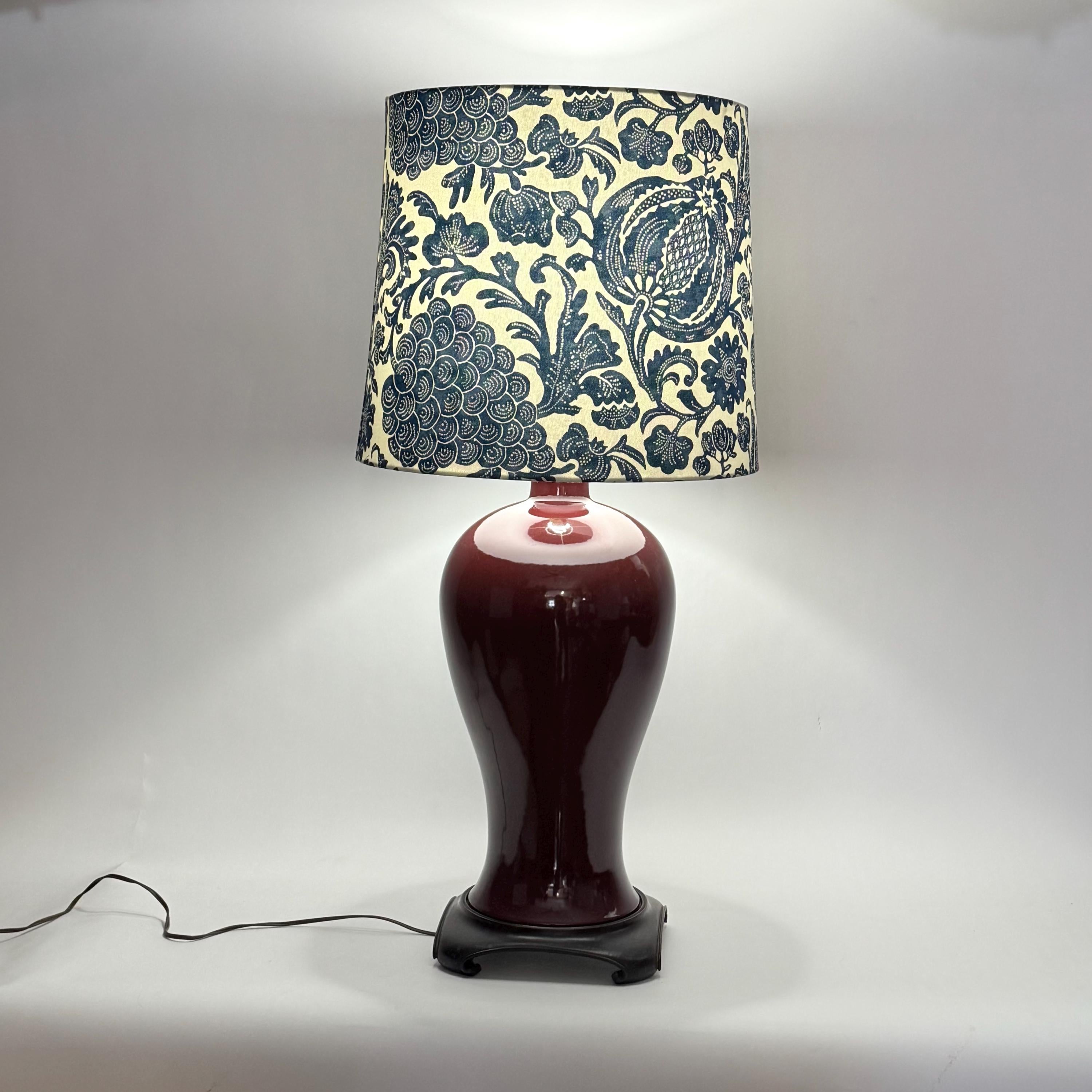 Extra Large Empire Lampshade, Blue and White Botanical