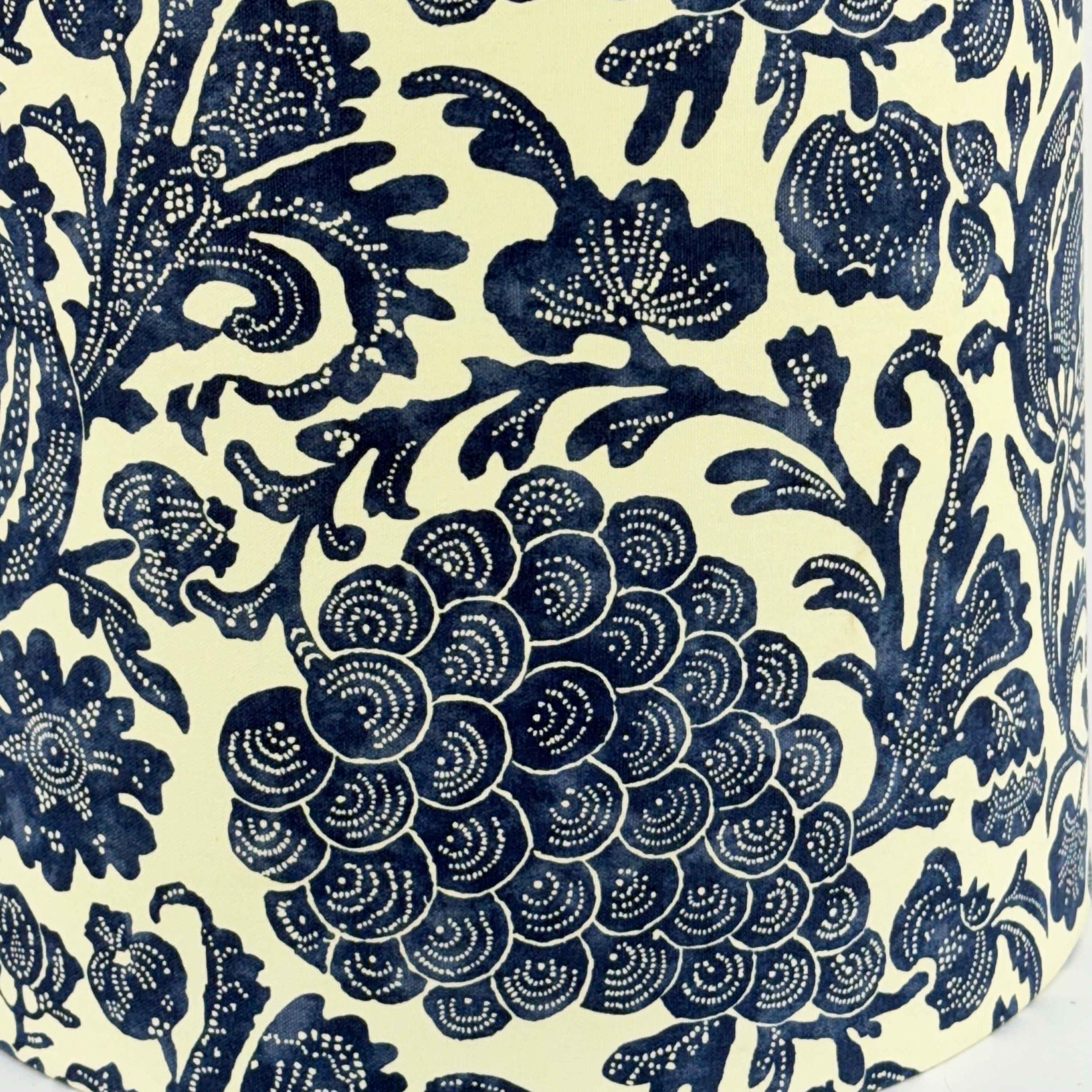 Extra Large Empire Lampshade, Blue and White Botanical